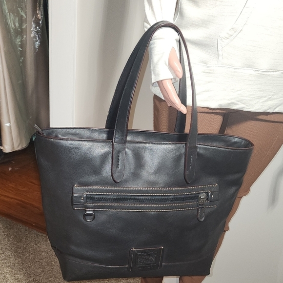 Coach Black Leather Laptop Tote - Picture 4 of 15